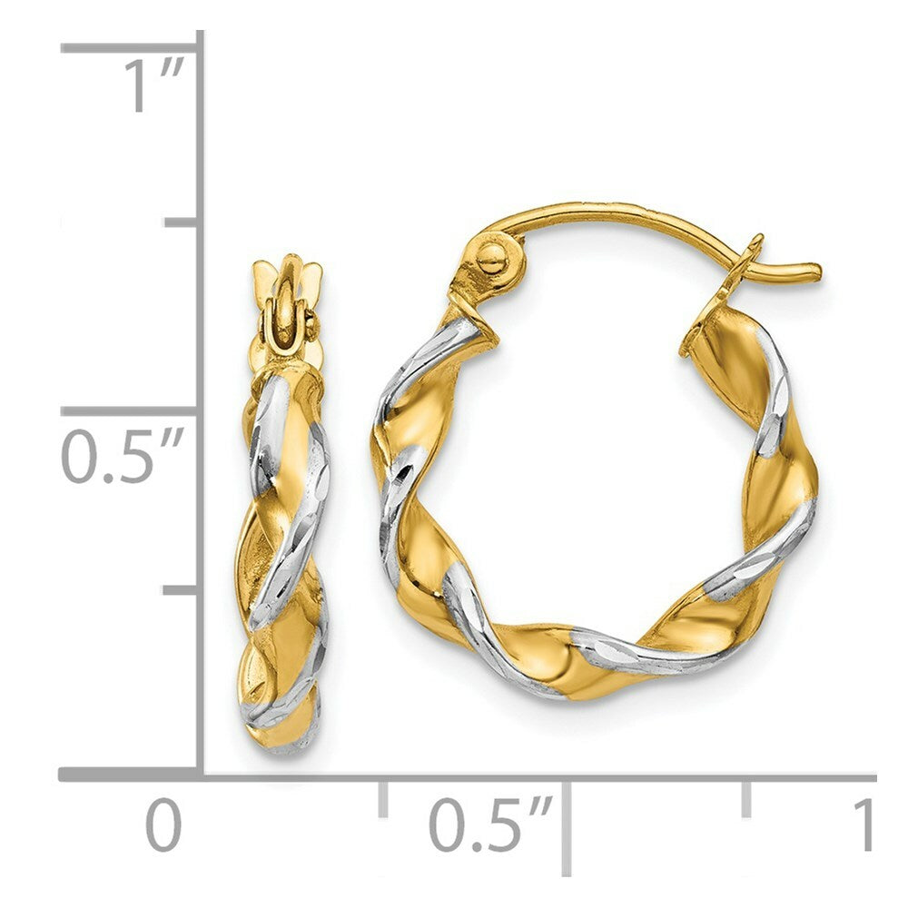 14K Yellow Gold Polished 2.75mm Fancy Twisted Hoop Earrings  2.75mm width