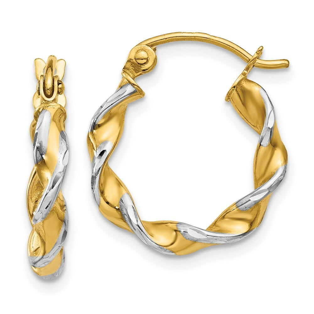 14K Yellow Gold Polished 2.75mm Fancy Twisted Hoop Earrings  2.75mm width
