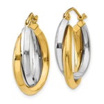 Load image into Gallery viewer, 14K Two-tone Gold Polished Double Hoop Earrings  7mm width
