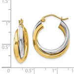 Load image into Gallery viewer, 14K Two-tone Gold Polished Double Hoop Earrings  7mm width
