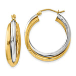 Load image into Gallery viewer, 14K Two-tone Gold Polished Double Hoop Earrings  6mm width
