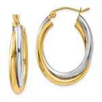 Load image into Gallery viewer, 14K Two-tone Gold Polished Double Oval Hoop Earrings  6mm width
