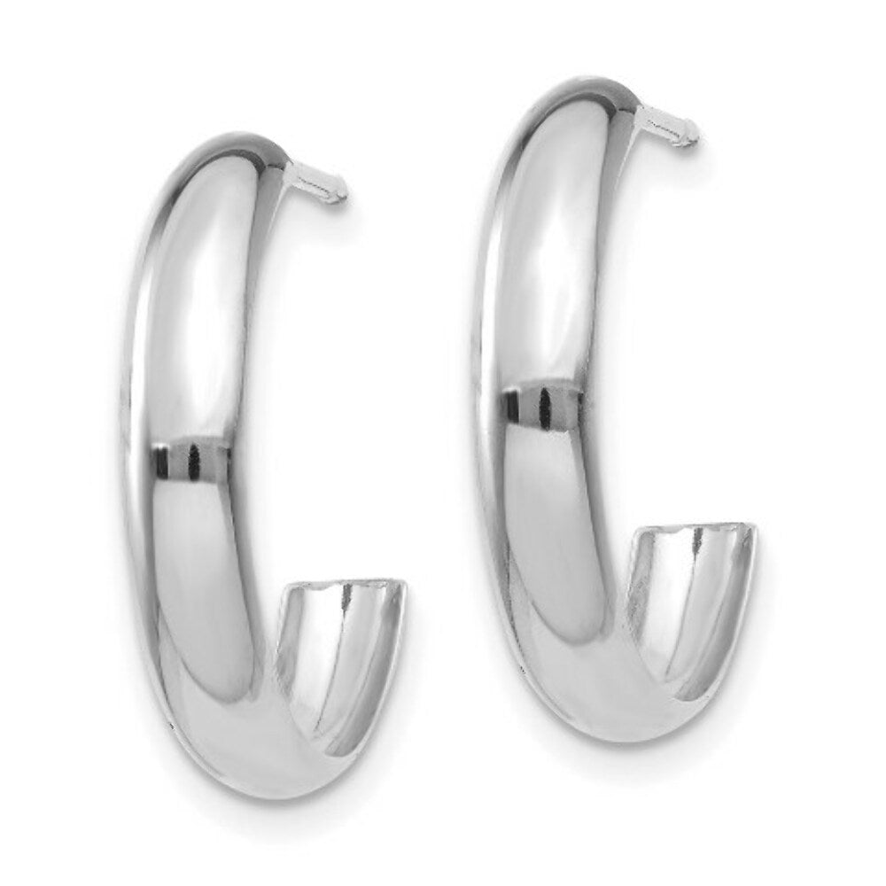 14K White Gold Polished 3.5mm J-Hoop Earrings  3.5mm width