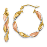 Load image into Gallery viewer, 14K Yellow Gold &amp; Rhodium Twisted Hoop Earrings  3.75mm width
