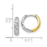 Load image into Gallery viewer, 14K Two-tone Gold Diamond-cut Hoop Earrings  3mm width
