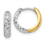 Load image into Gallery viewer, 14K Two-tone Gold Diamond-cut Hoop Earrings  3mm width

