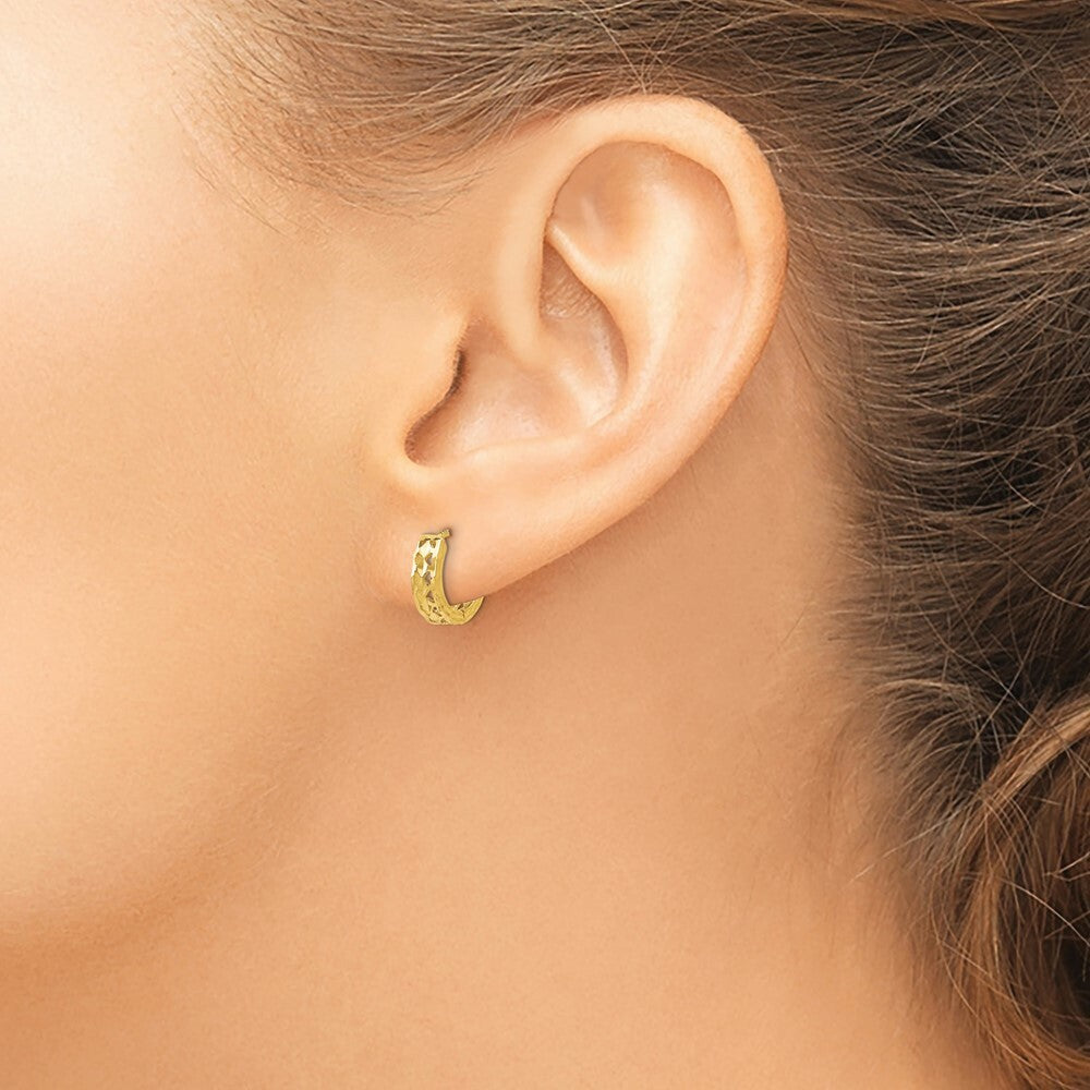 14K Yellow Gold Hinged Hoop Earrings  4mm width