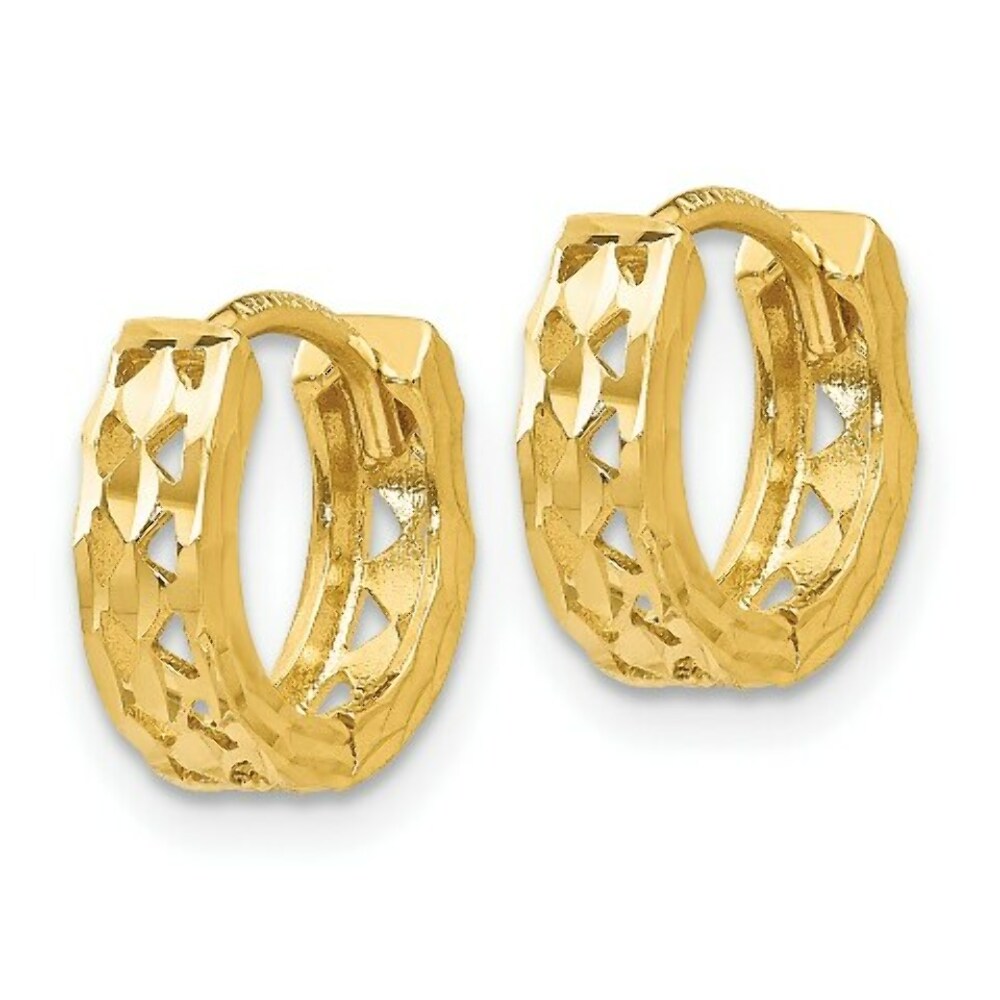 14K Yellow Gold Hinged Hoop Earrings  4mm width