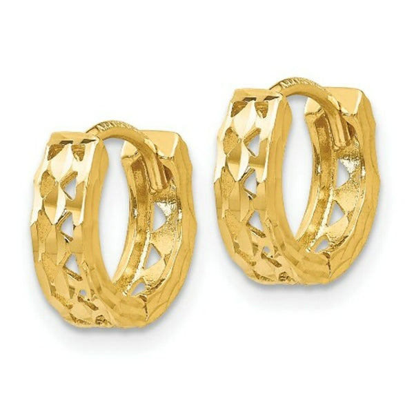 14K Yellow Gold Hinged Hoop Earrings  4mm width