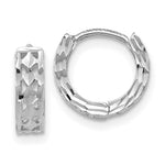 Load image into Gallery viewer, 14K White Gold Diamond-cut Hinged Hoop Earrings 4mm width

