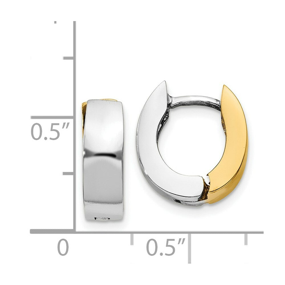 14K Two-tone Gold Polished Hinged Hoop Earrings  4.5mm width
