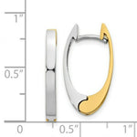 Load image into Gallery viewer, 14K Two-tone Gold V Shaped Hinged Hoop Earrings  3mm width
