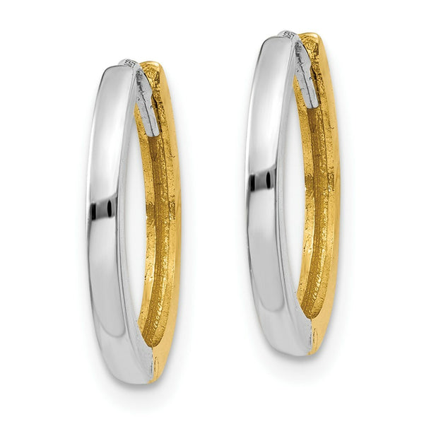 14K Two-tone Gold Hinged Hoop Earrings  1.5mm width