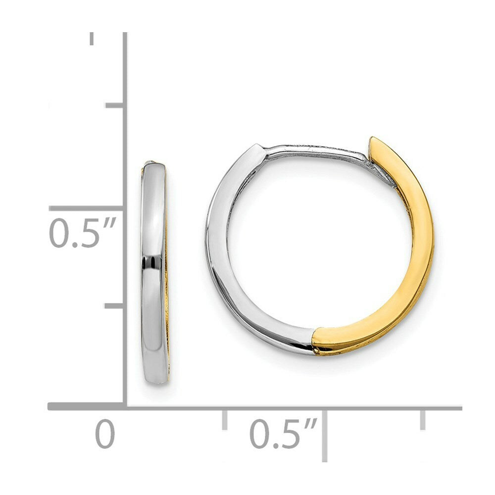 14K Two-tone Gold Hinged Hoop Earrings  1.5mm width