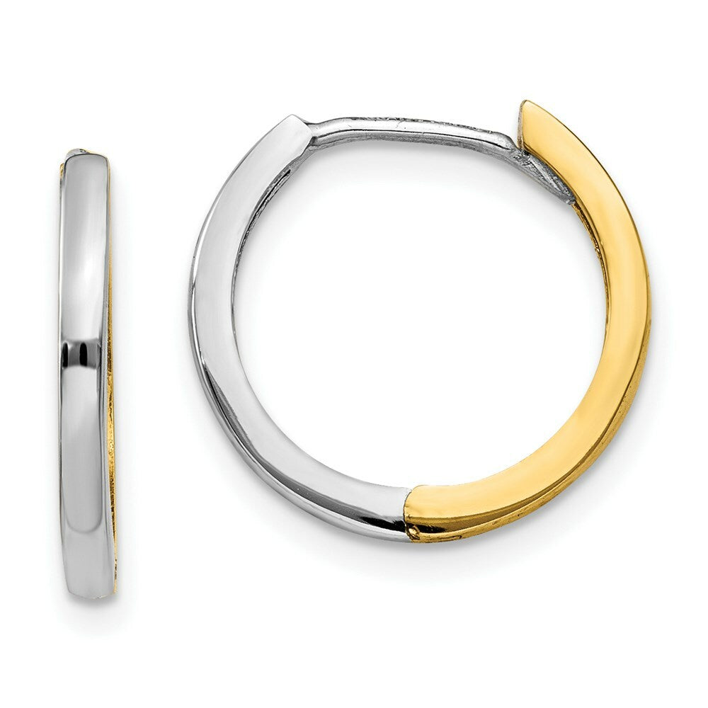14K Two-tone Gold Hinged Hoop Earrings  1.5mm width