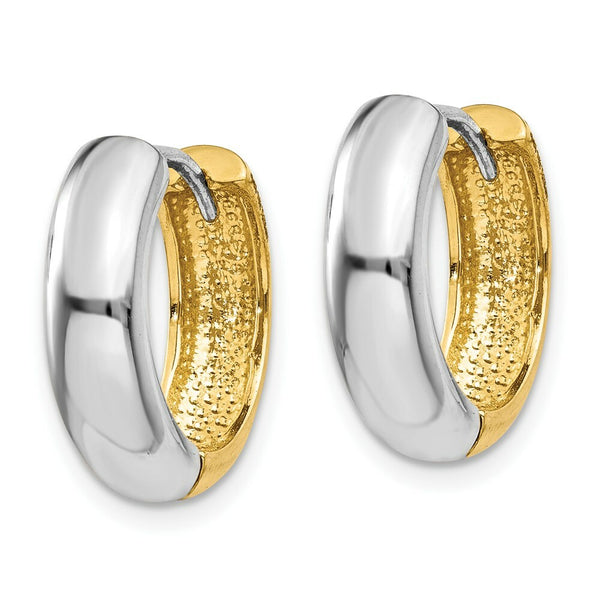 14K Two-tone Gold Huggie Earrings  4.5mm width