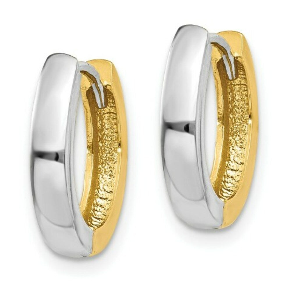 14K Two-tone Gold Hinged Hoop Earrings  2.5mm width