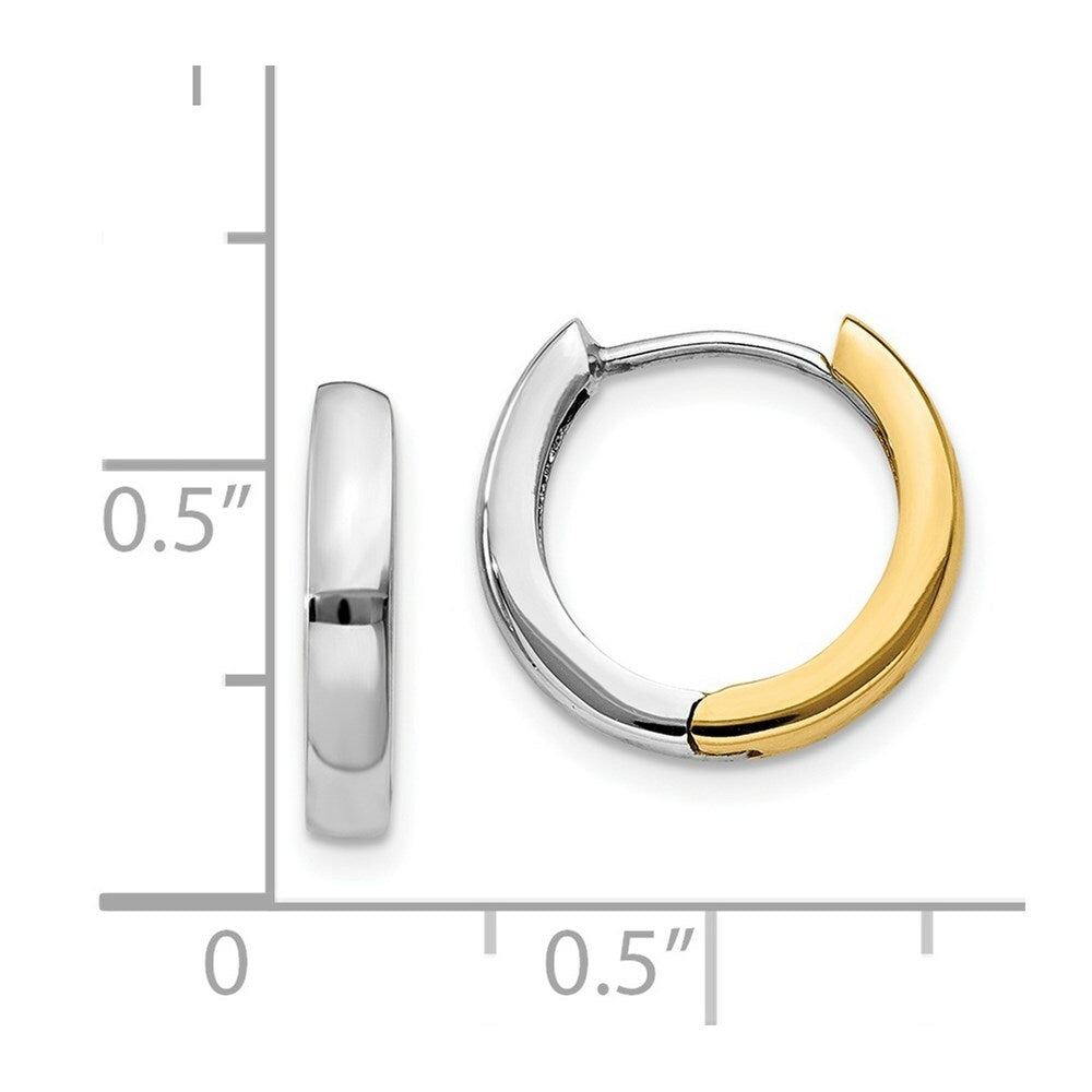 14K Two-tone Gold Hinged Hoop Earrings  2.5mm width
