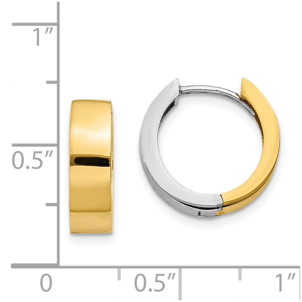 14K Two-tone Gold Hinged Hoop Earrings  4.5mm width