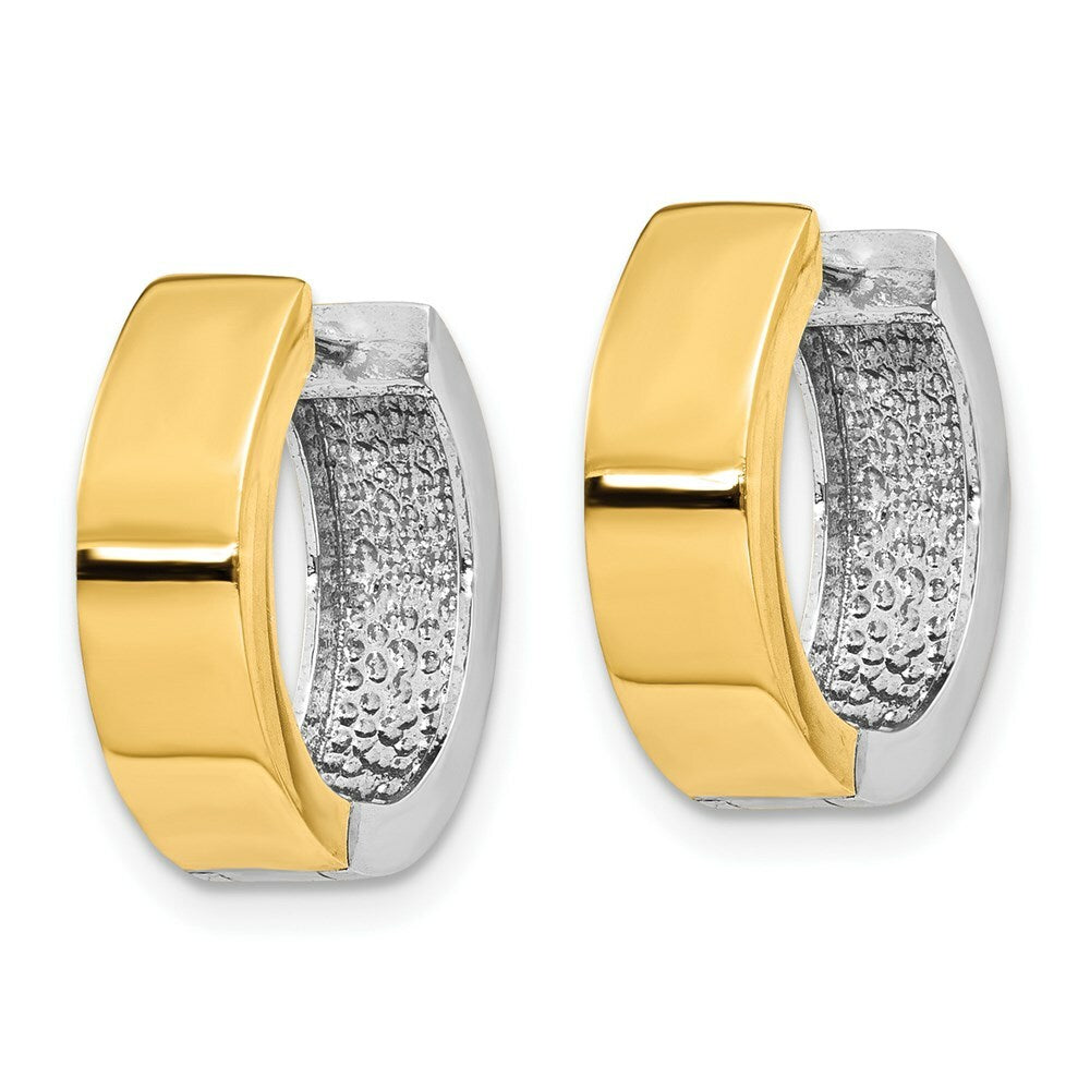 14K Two-tone Gold Hinged Hoop Earrings  4.5mm width