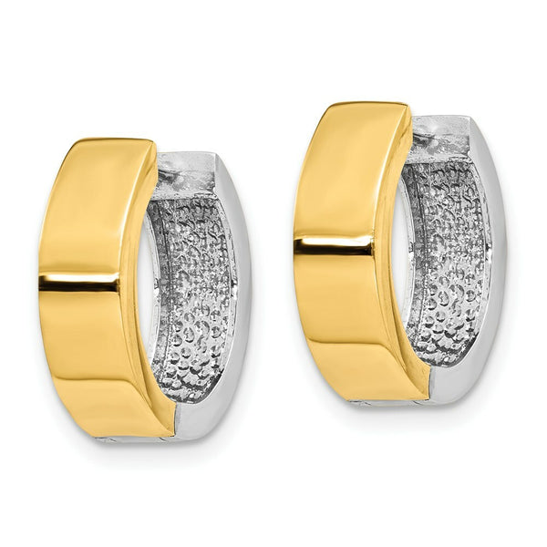 14K Two-tone Gold Hinged Hoop Earrings  4.5mm width