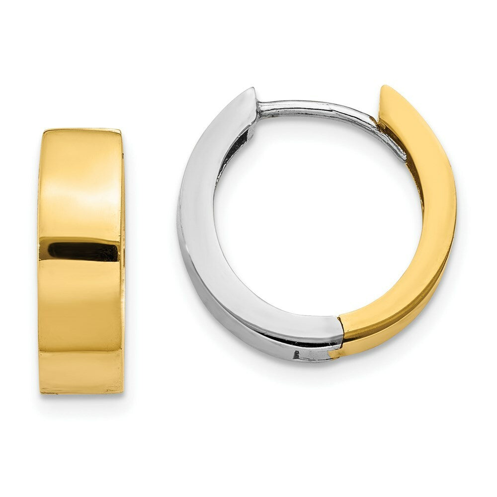 14K Two-tone Gold Hinged Hoop Earrings  4.5mm width