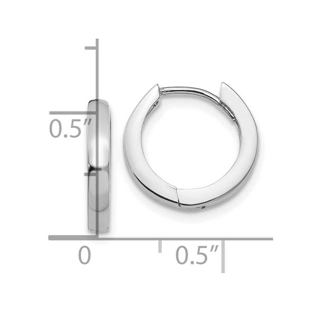 14K White Gold Hinged Hoop Earrings  2.5mm width