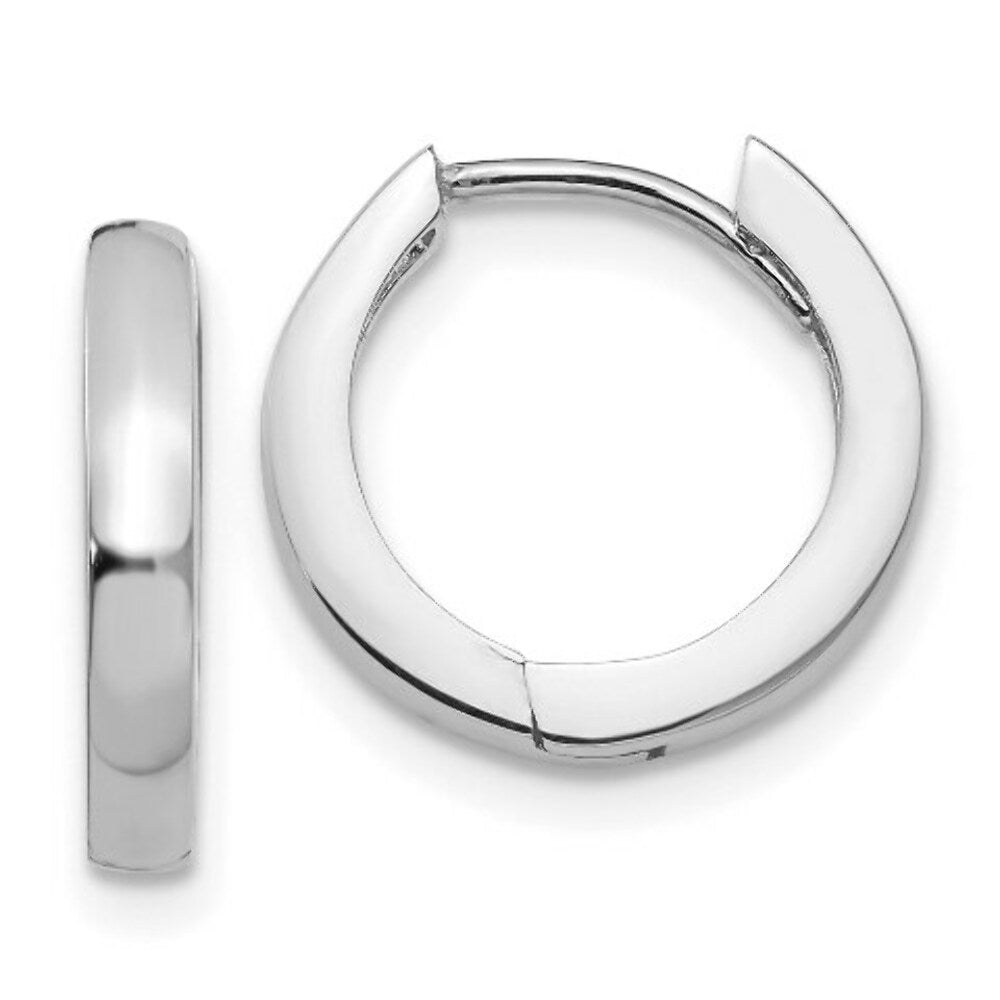 14K White Gold Hinged Hoop Earrings  2.5mm width