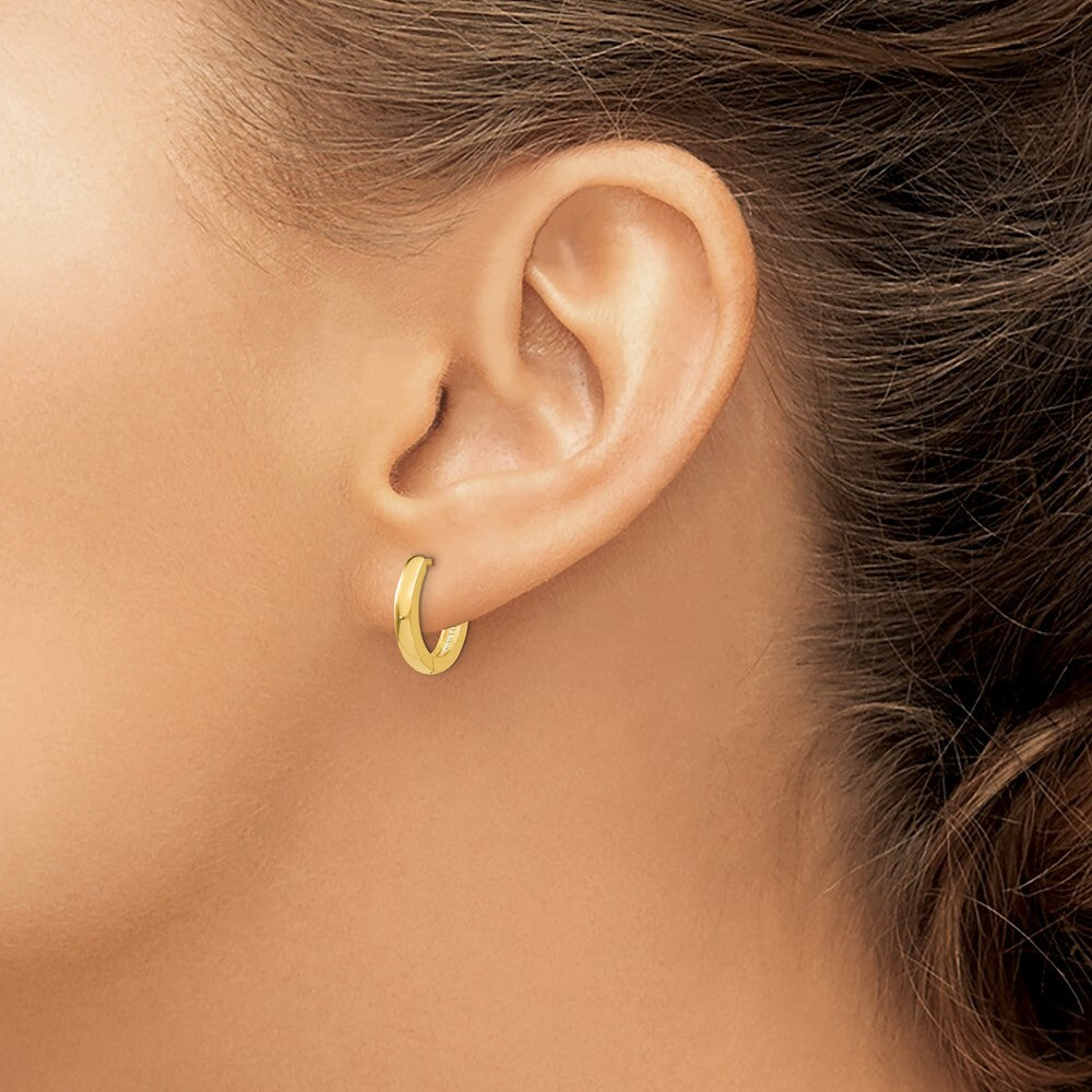 14K Yellow Gold Hinged Hoop Earrings  2.5mm width