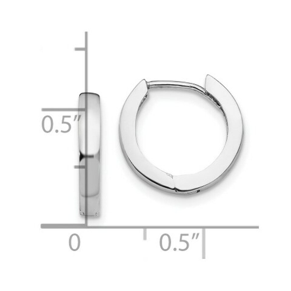 14K White Gold Hinged Hoop Earrings  2.5mm width