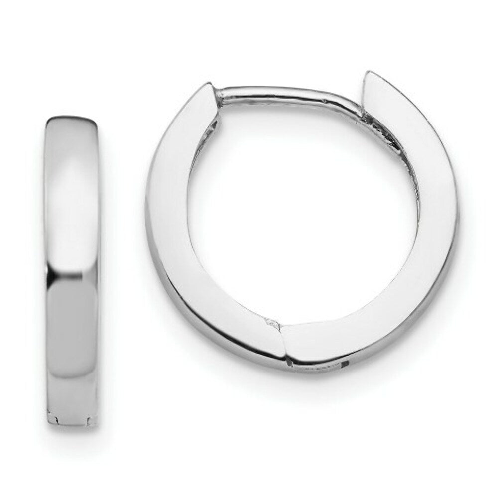 14K White Gold Hinged Hoop Earrings  2.5mm width