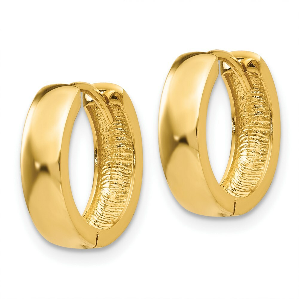 14K Yellow Gold Hinged Hoop Earrings  4mm width