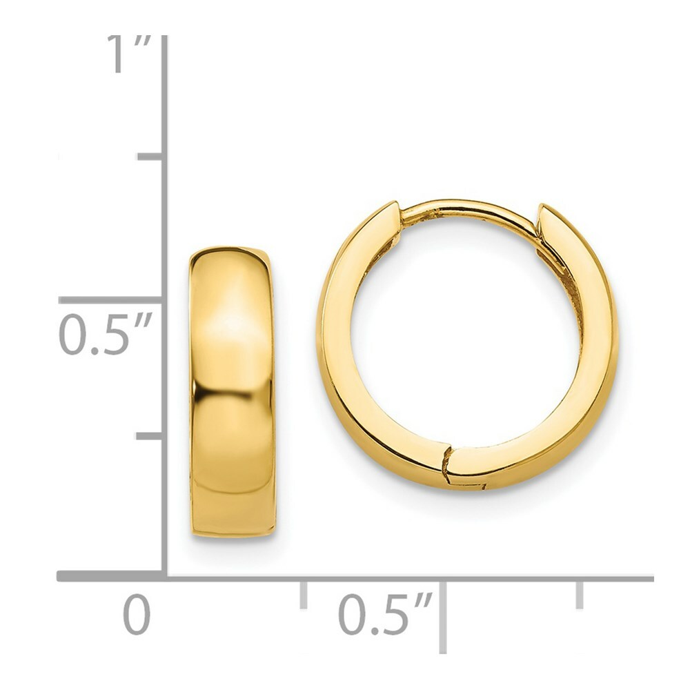 14K Yellow Gold Hinged Hoop Earrings  4mm width