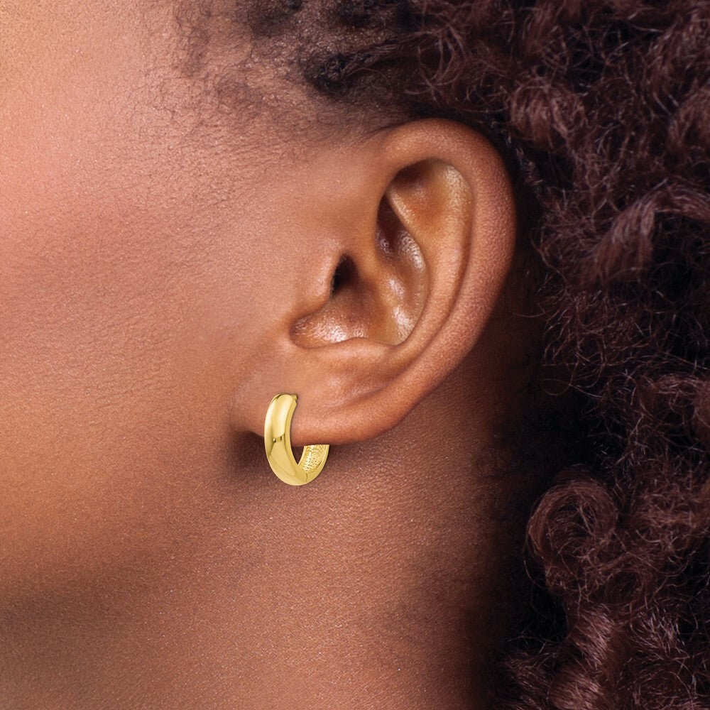 14K Yellow Gold Huggie Earrings  5mm width