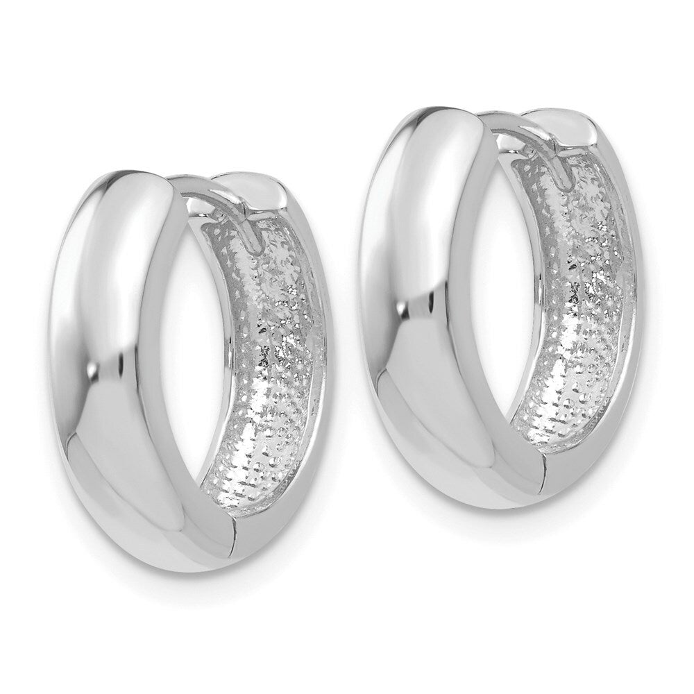 14K White Gold Hinged Hoop Earrings  5mm width