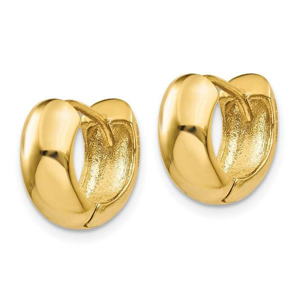 14K Yellow Gold Hinged Hoop Earrings  6mm width