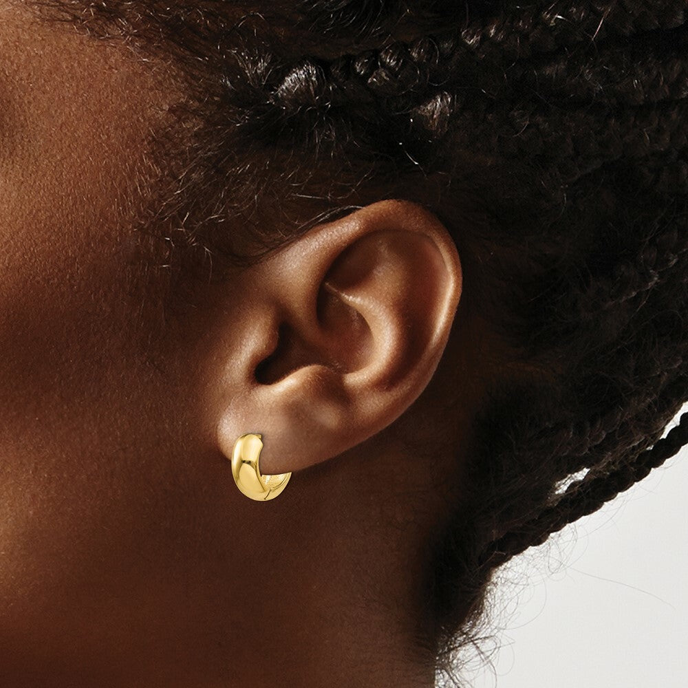 14K Yellow Gold Hinged Hoop Earrings  6mm width