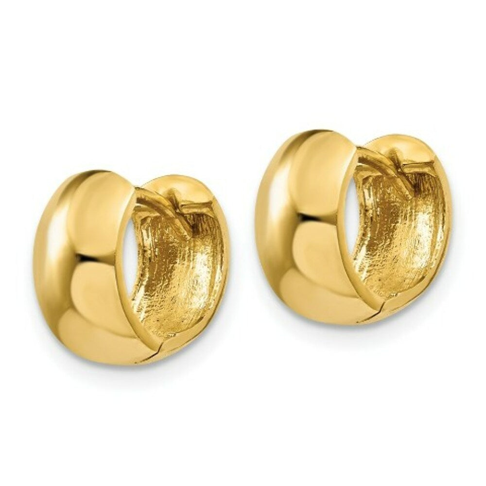 14K Yellow Gold Hinged Hoop Earrings  6mm width