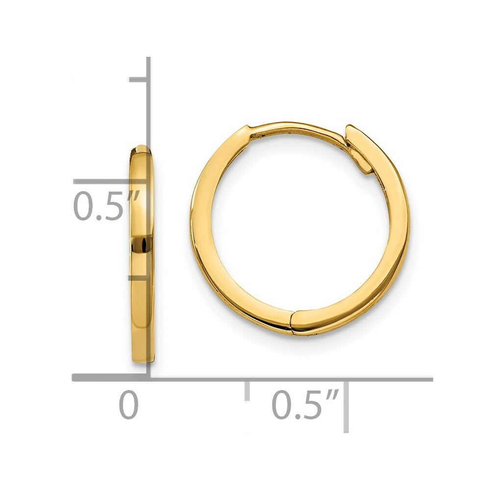 14K Yellow Gold Hinged Hoop Earrings  1.5mm width