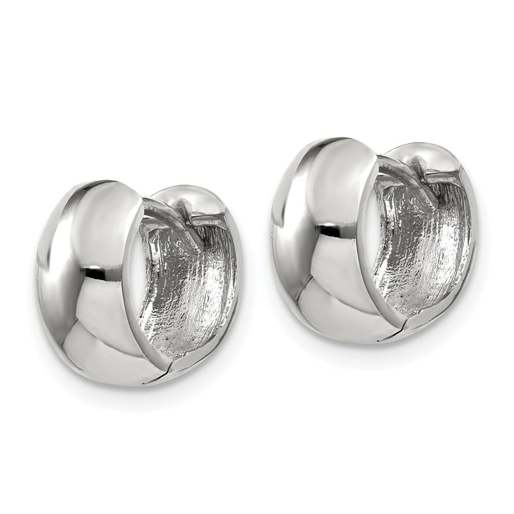 14K White Gold Hinged Hoop Earrings  6mm width