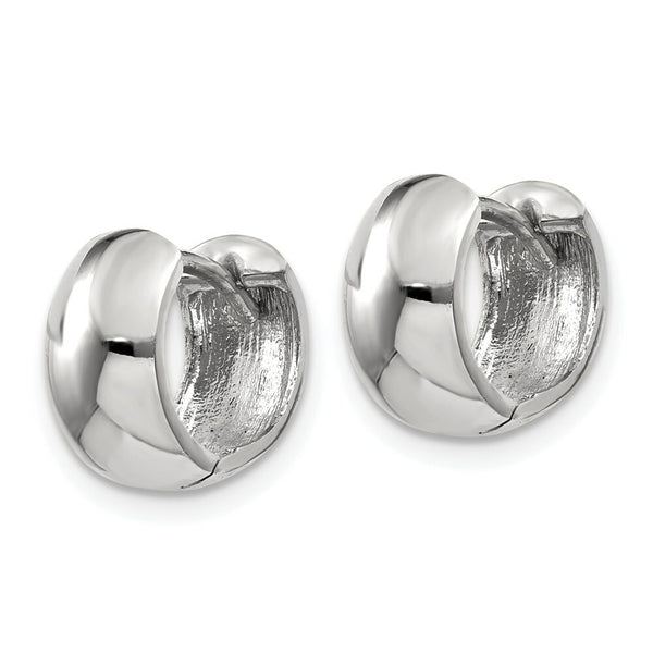 14K White Gold Hinged Hoop Earrings  6mm width