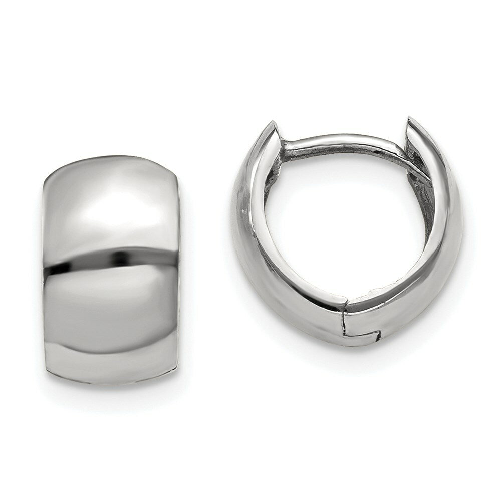 14K White Gold Hinged Hoop Earrings  6mm width