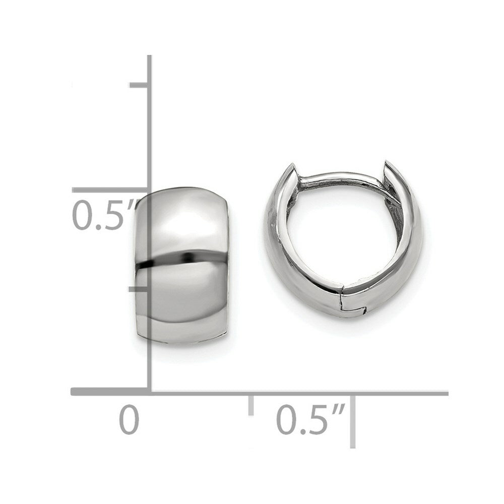 14K White Gold Hinged Hoop Earrings  6mm width