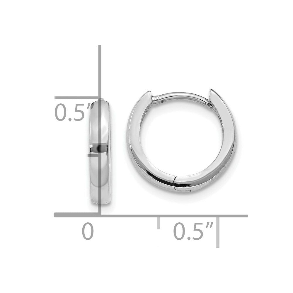 14K White Gold Hinged Hoop Earrings  2mm width