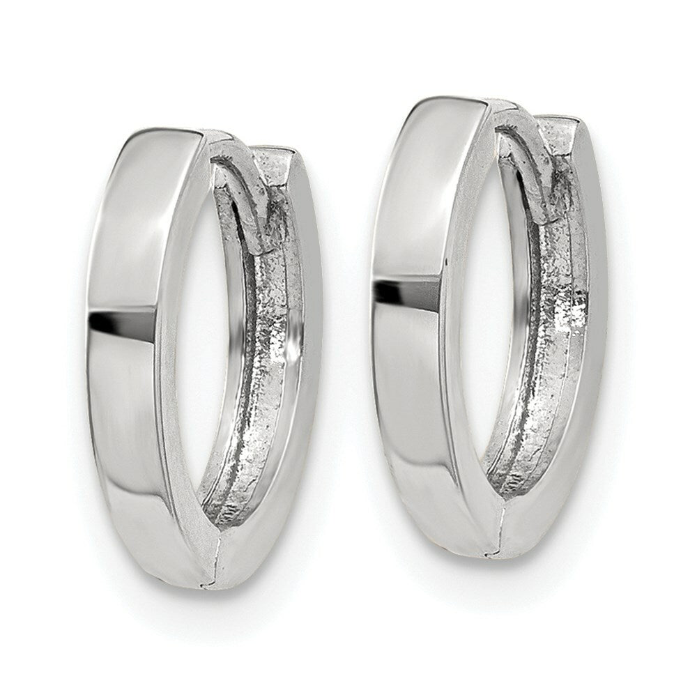 14K White Gold Hinged Hoop Earrings  1.5mm width