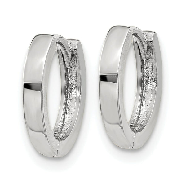 14K White Gold Hinged Hoop Earrings  1.5mm width
