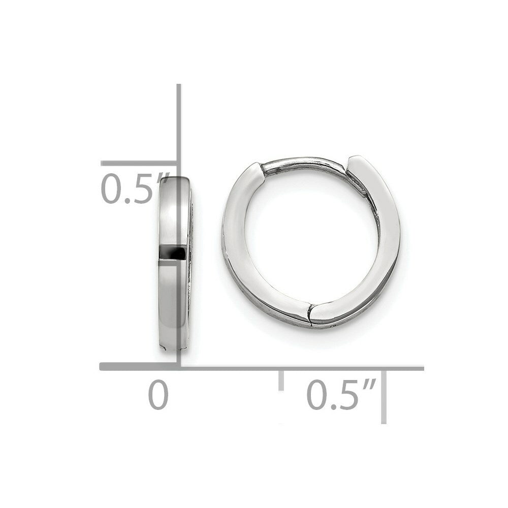 14K White Gold Hinged Hoop Earrings  1.5mm width