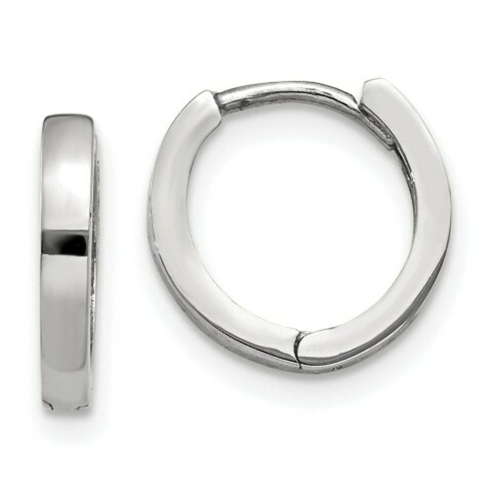 14K White Gold Hinged Hoop Earrings  1.5mm width