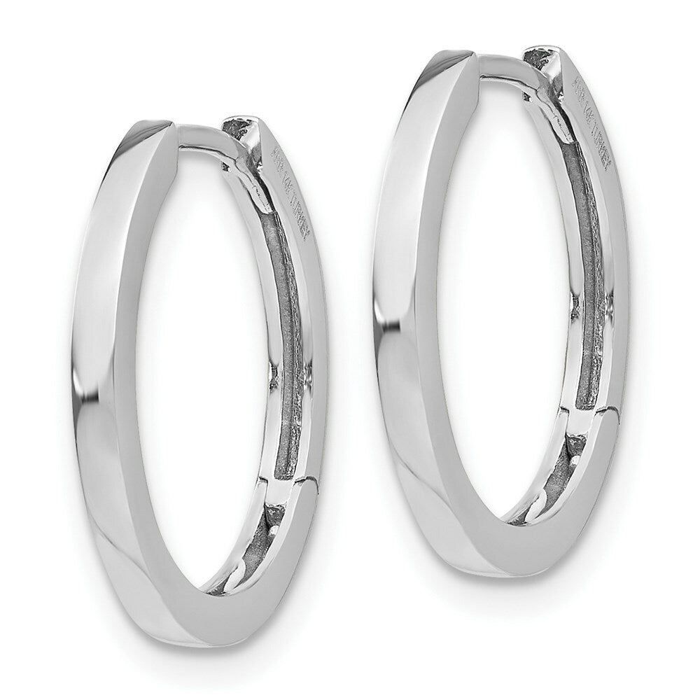14K White Gold Hinged Hoop Earrings  2mm width