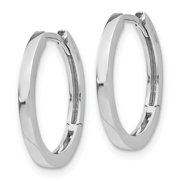 14K White Gold Hinged Hoop Earrings  2mm width